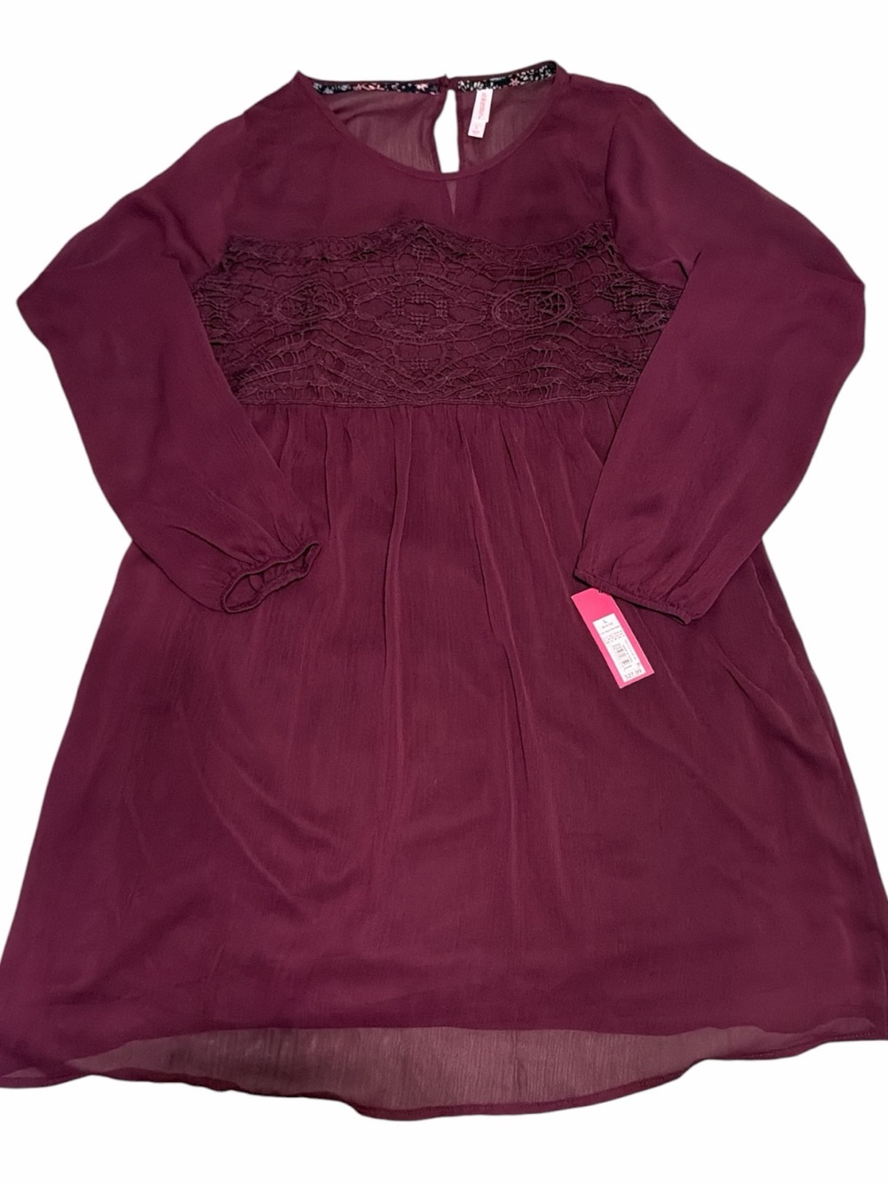 New w/ tag Xhilaration midi dress boho chic lace flowy summer Long Sleeve Large